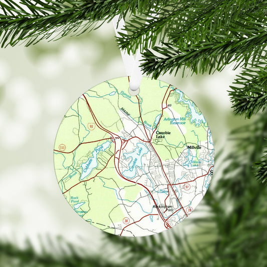 Canobie Lake New Hampshire Vintage Map Ornament