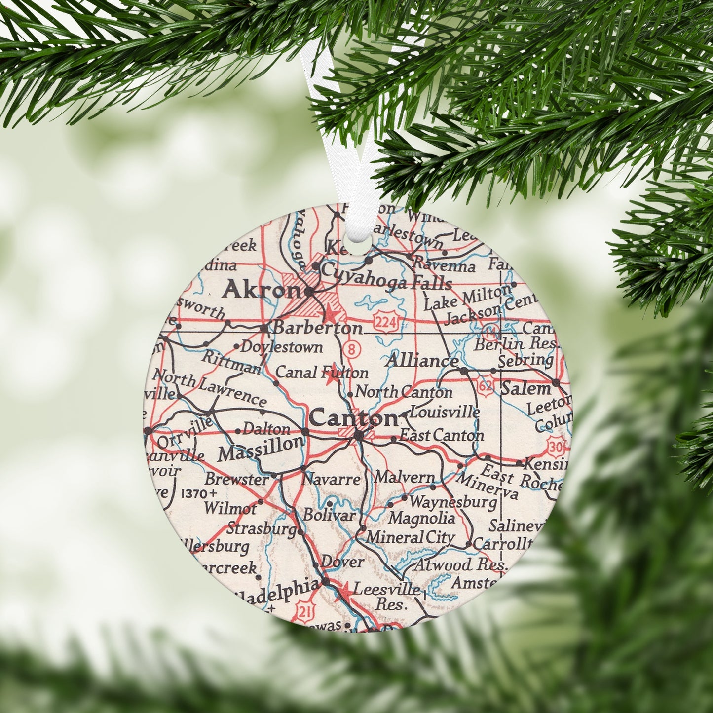 Canton Ohio Vintage Map Ornament
