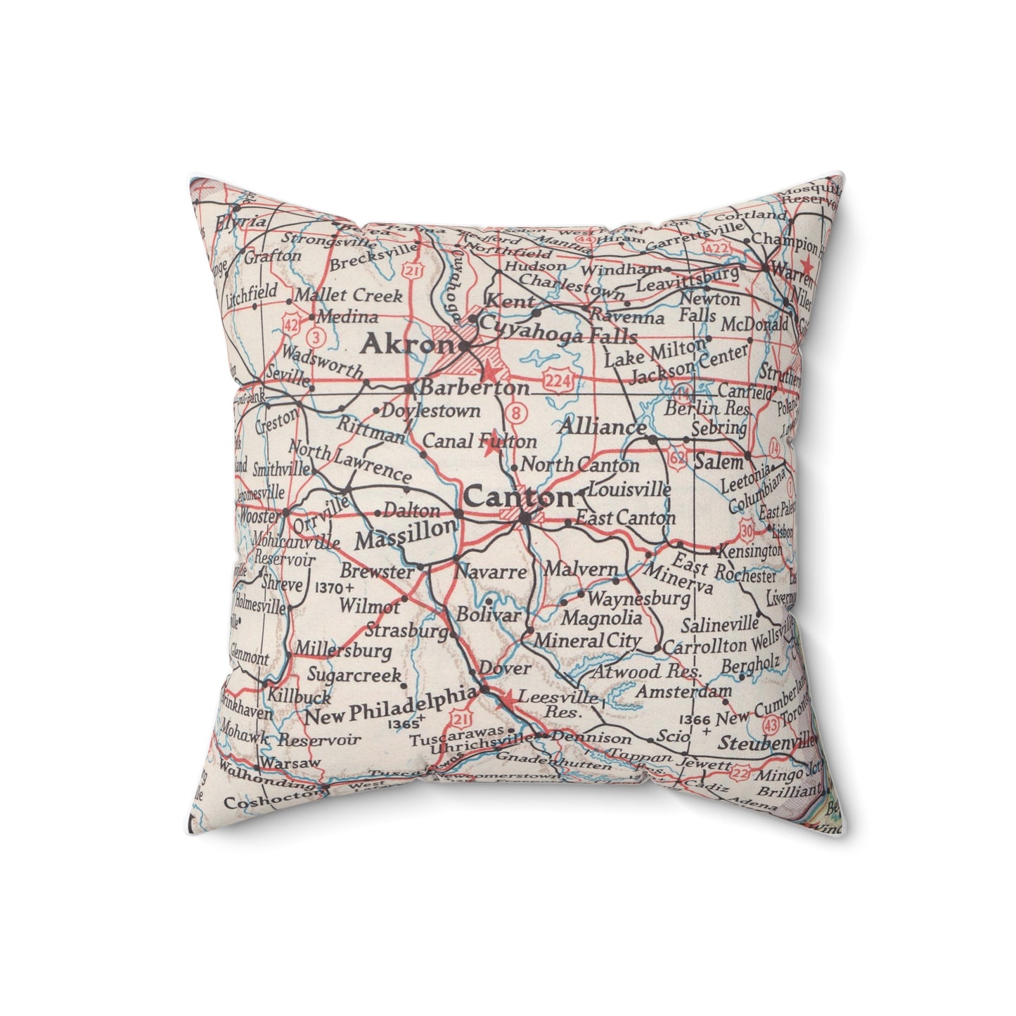 Canton Ohio vintage map pillow
