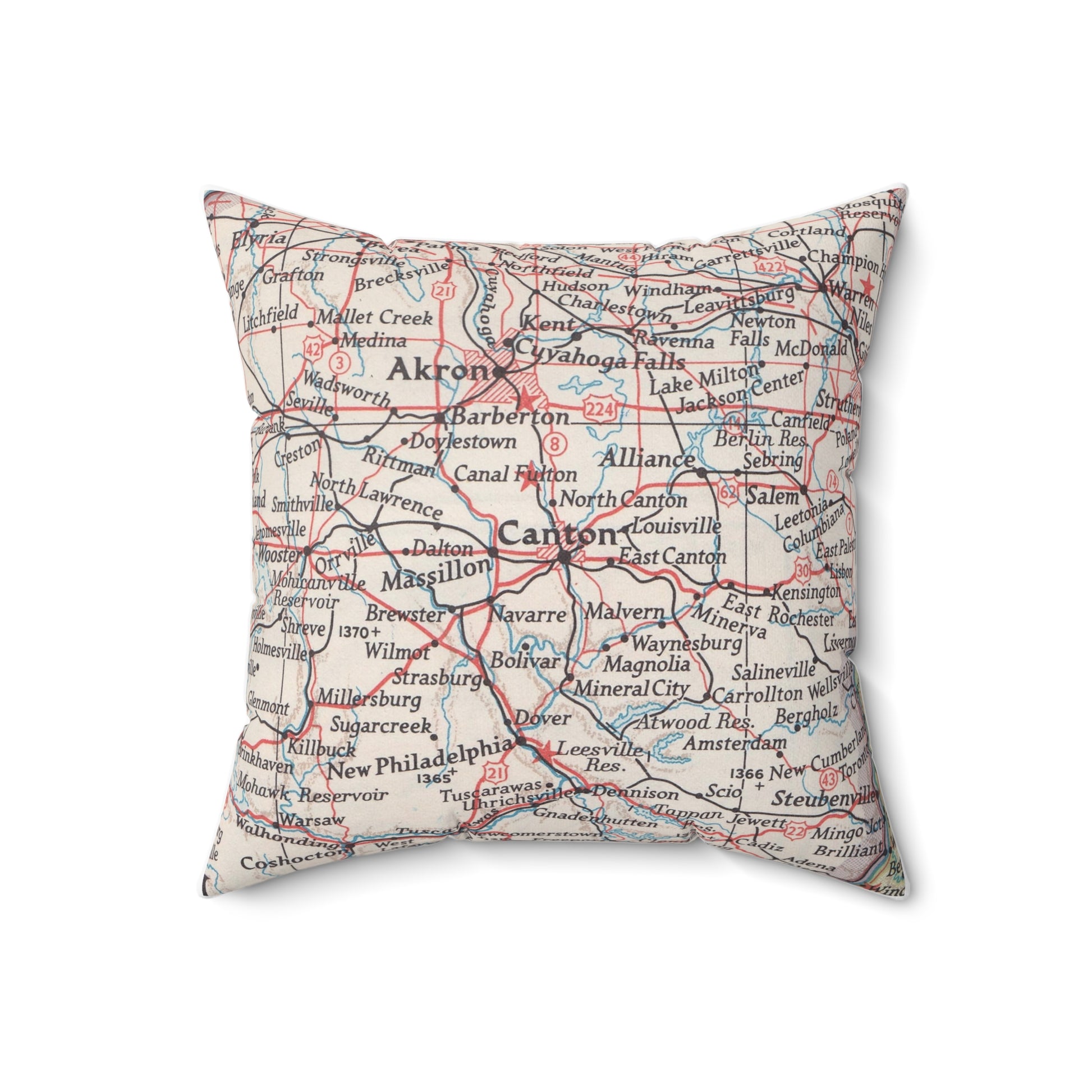 Canton Ohio vintage map pillow