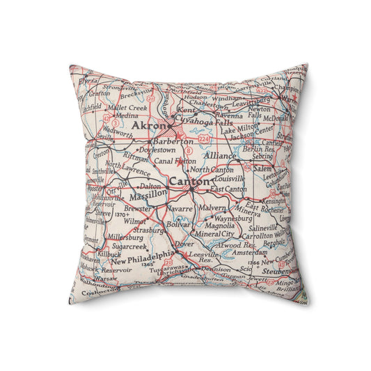 Canton Ohio vintage map pillow