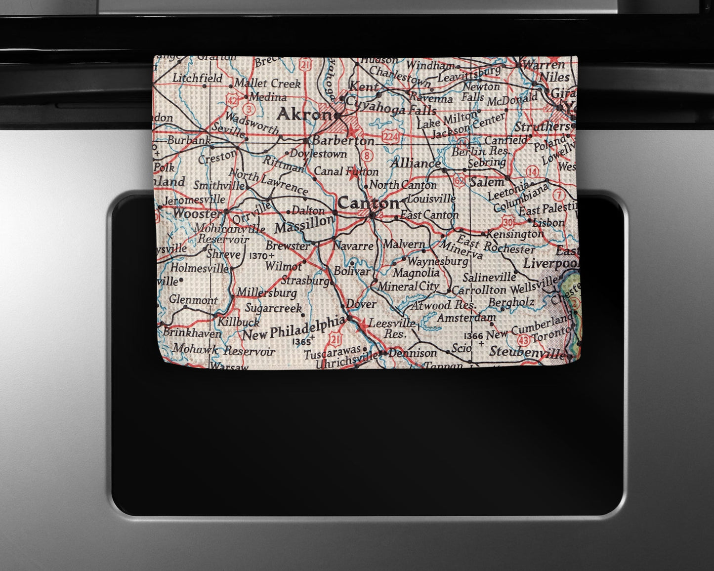 Canton Ohio Map Tea Towel | Waffle-Weave Kitchen Towel Gift