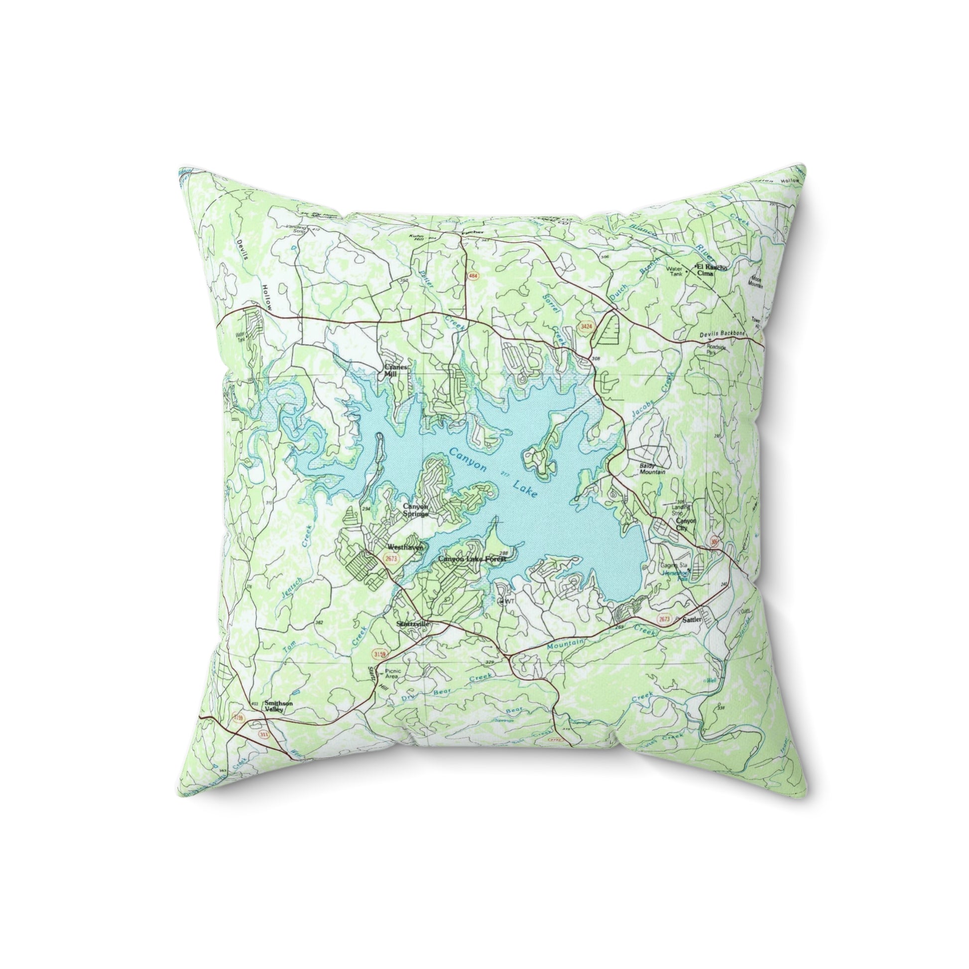 Canyon Lake Texas vintage map pillow