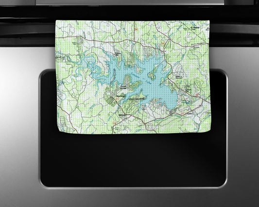 Canyon Lake Texas Map Tea Towel | Waffle-Weave Kitchen Towel Gift