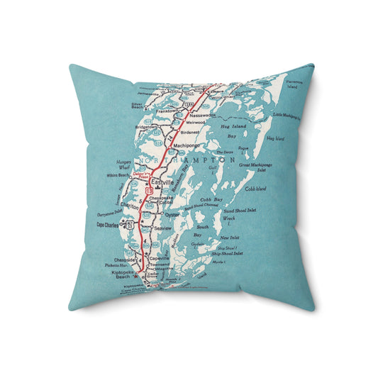 Cape Charles Virginia vintage map pillow
