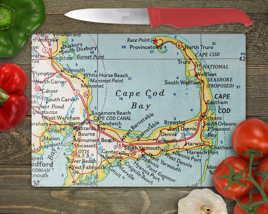 Cape Cod Map Cutting Board | Vintage Map Kitchen Decor