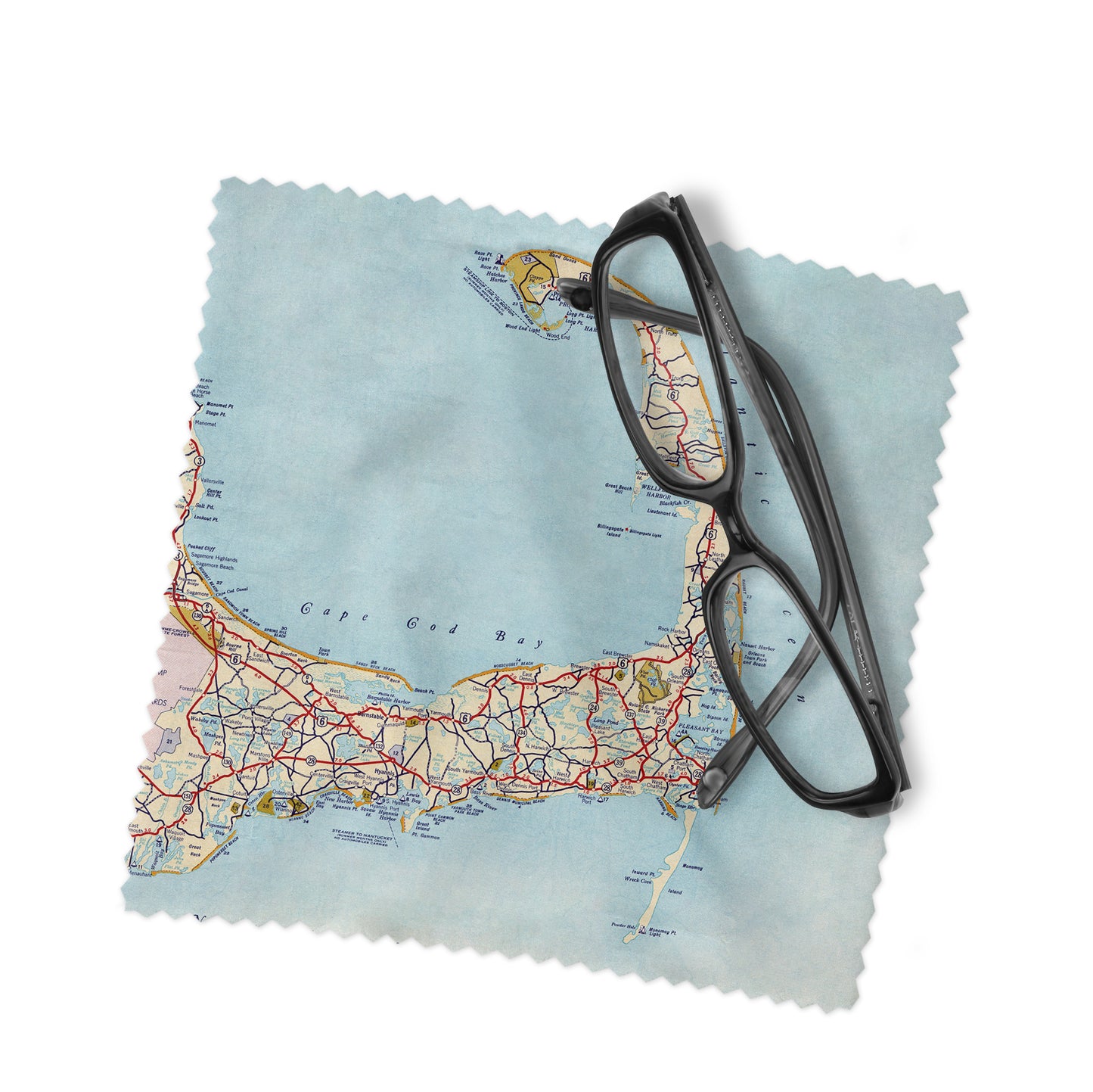 Cape Cod Map Lens Cloth | Microfiber Glasses Cleaner | Travel Gift