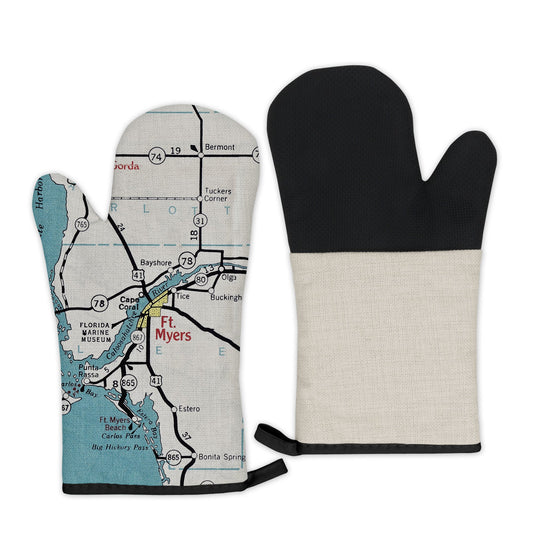 Cape Coral, Florida Map Oven Mitt | Vintage-Inspired Kitchen Gift