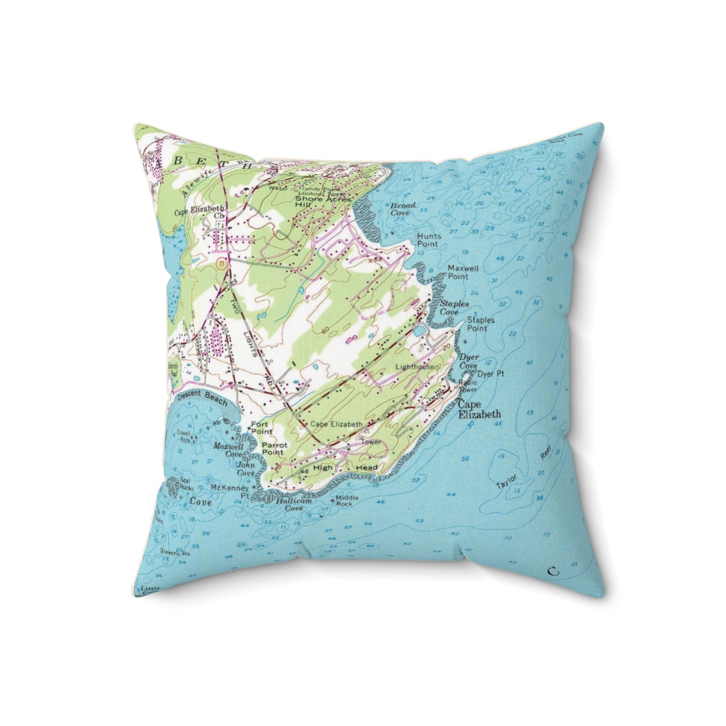 Cape Elizabeth Maine vintage map pillow