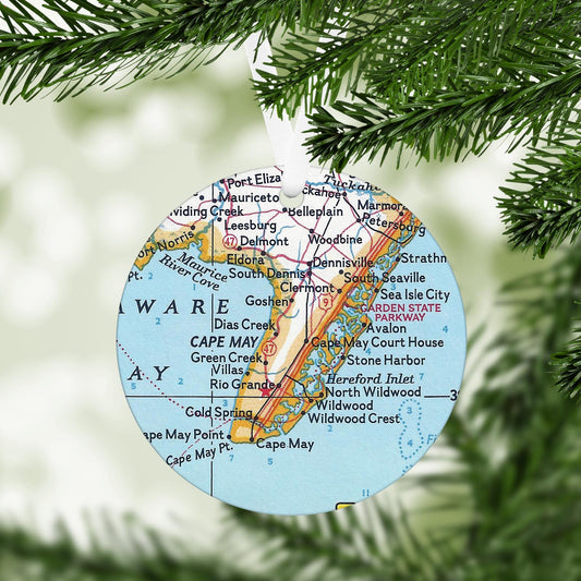 Cape May New Jersey Vintage Map Ornament