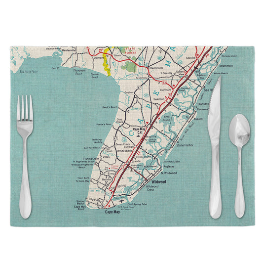 Cape May New Jersey Vintage Map Placemats Set of 4