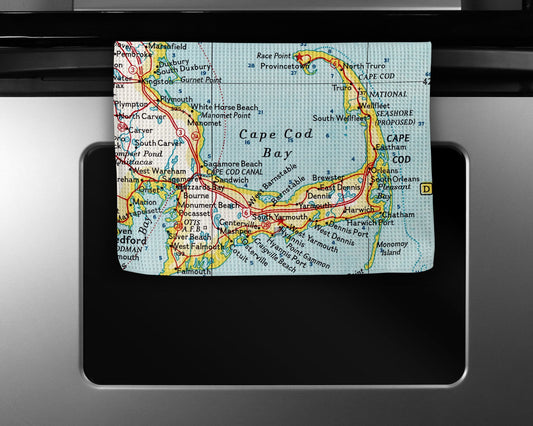 Cape Cod Map Tea Towel | Waffle-Weave Kitchen Towel Gift