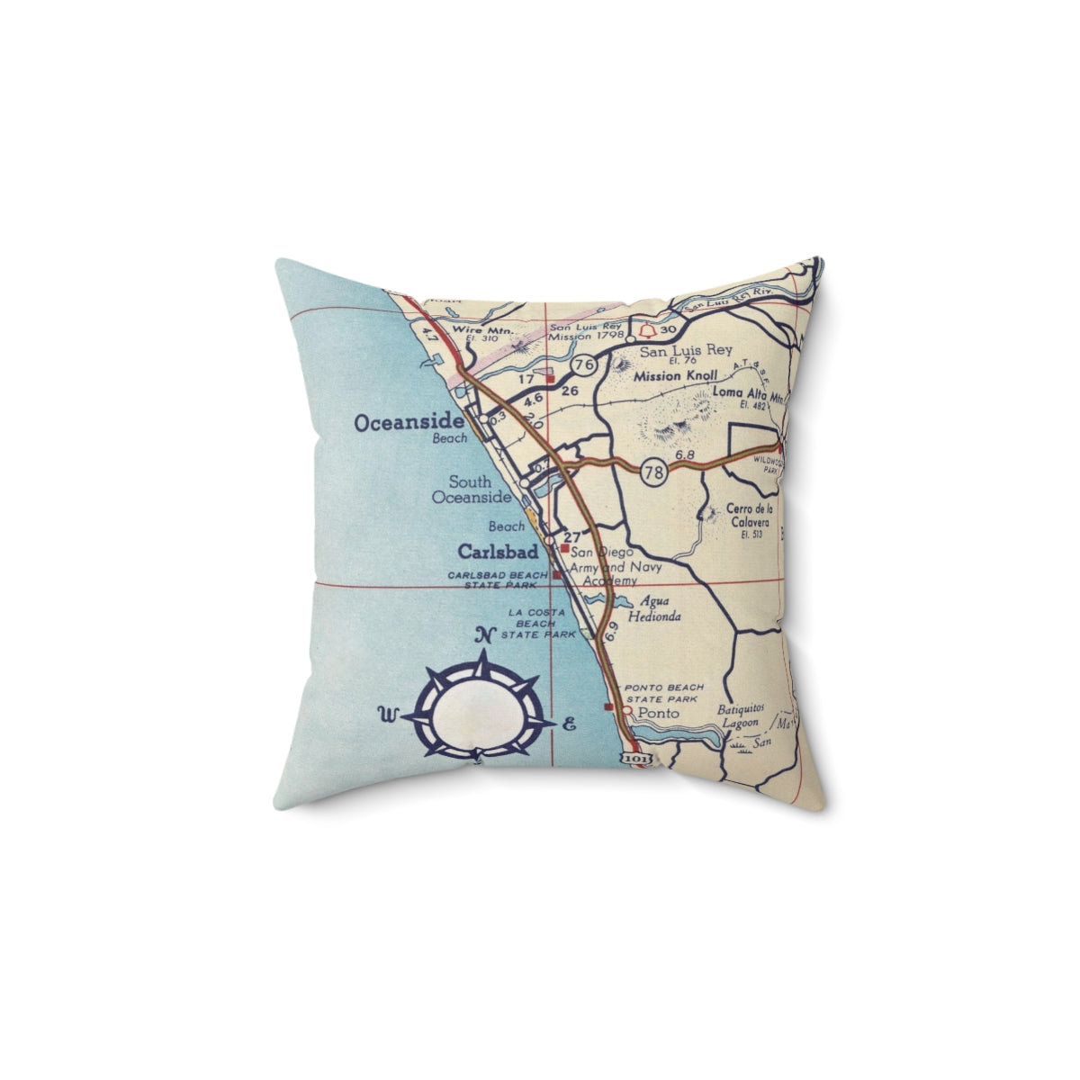 Carlsbad California vintage map pillow