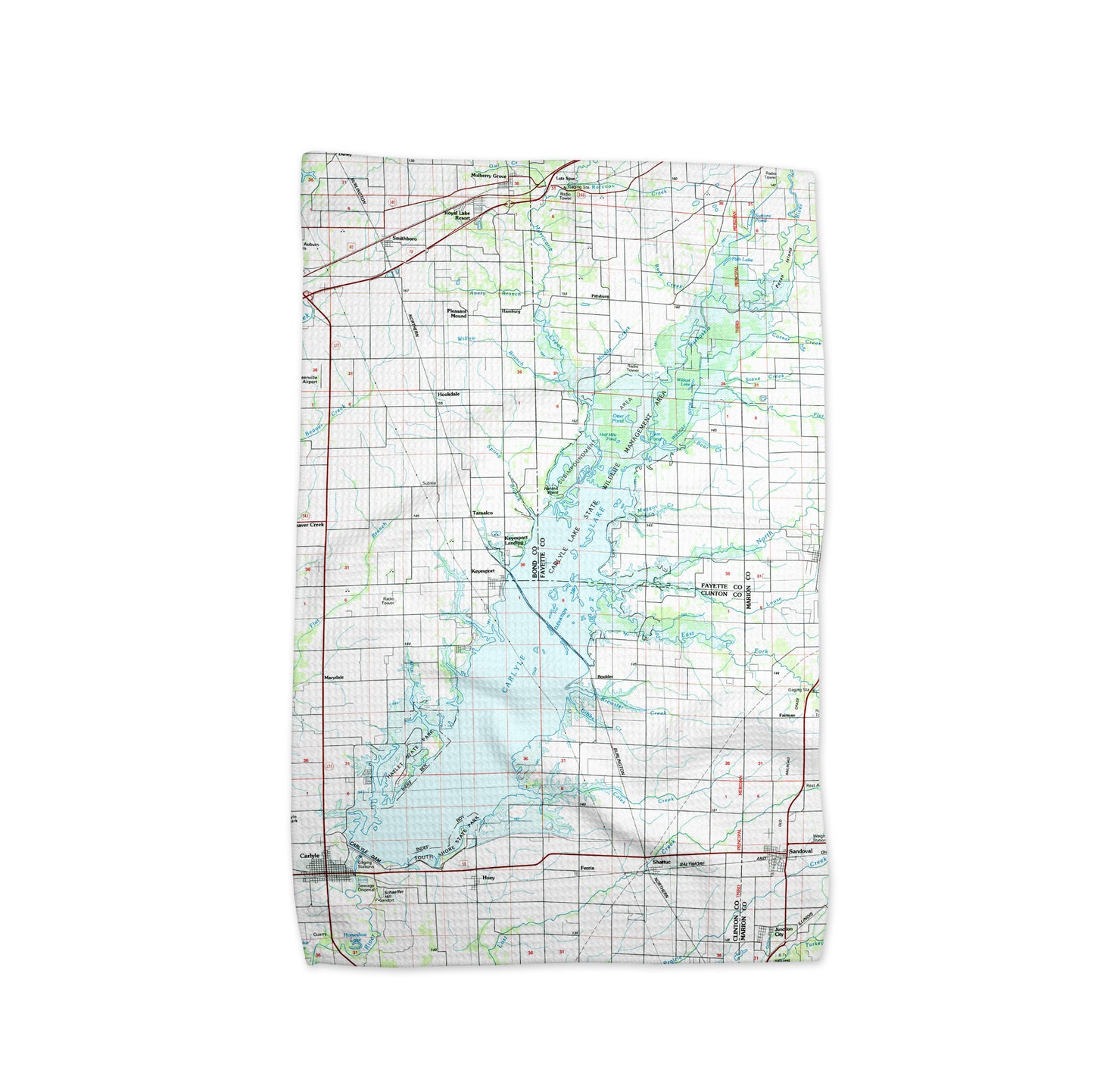 Carlyle Lake Illinois Vintage Map Kitchen Towel