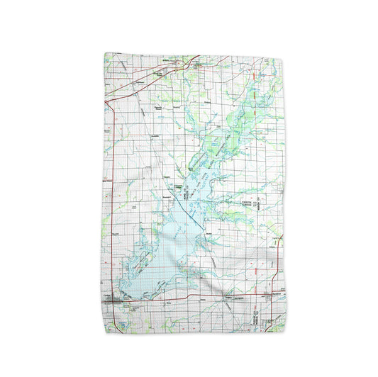 Carlyle Lake Illinois Vintage Map Kitchen Towel
