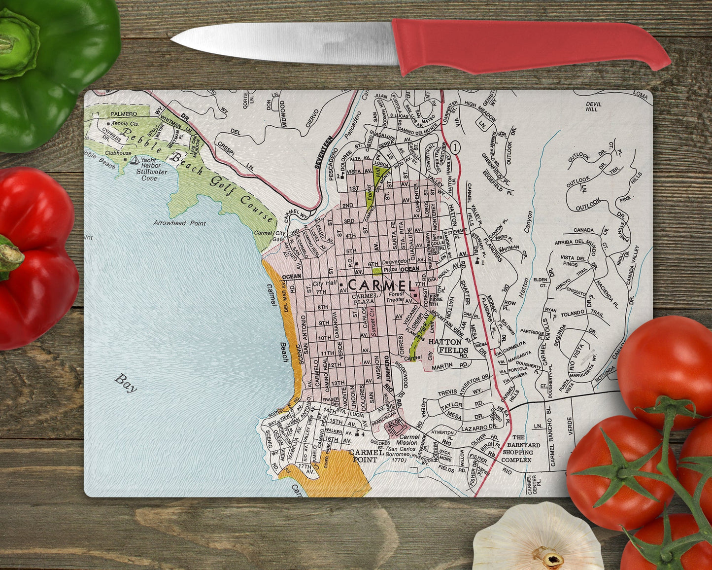 Carmel California Map Cutting Board | Travel Gift | Kitchen Decor