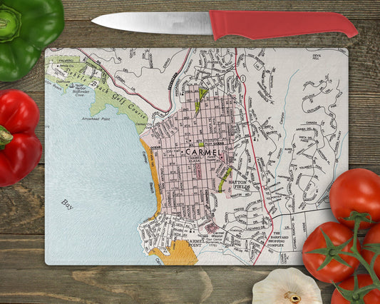 Carmel California Map Cutting Board | Travel Gift | Kitchen Decor