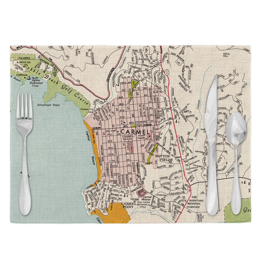 Carmel California Vintage Map Placemats Set of 4