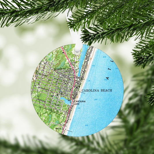Carolina Beach North Carolina Vintage Map Ornament