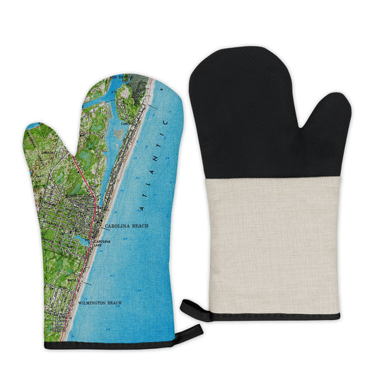 Carolina Beach Map Oven Mitt | Vintage-Inspired Kitchen Gift