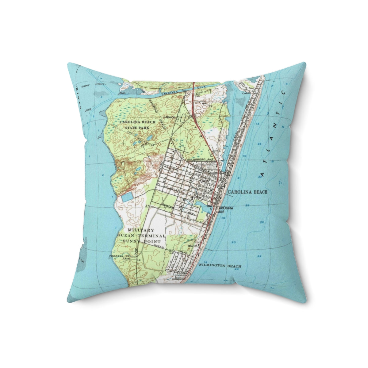 Carolina Beach vintage map pillow