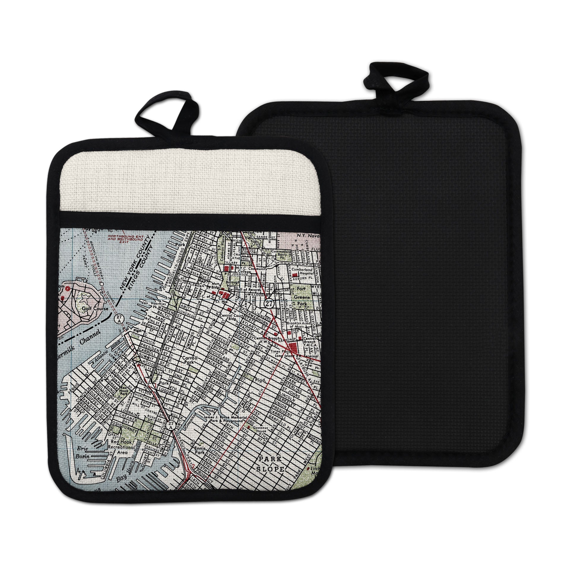 Carroll Gardens Brooklyn vintage map hot pad kitchen decor