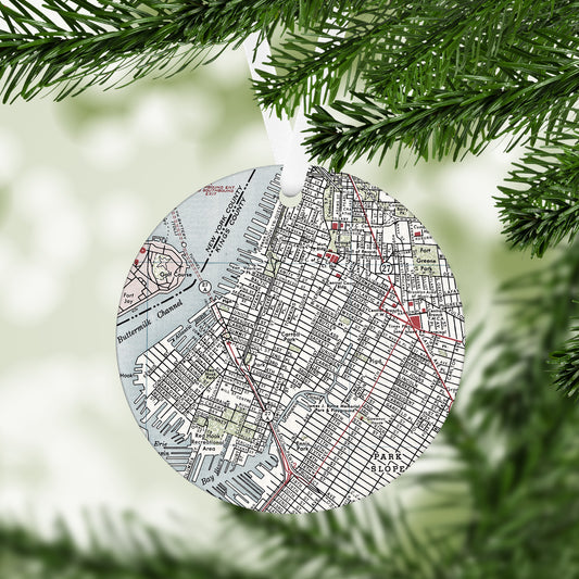 Carroll Gardens, Brooklyn Vintage Map Ornament