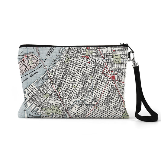 Carroll Gardens Brooklyn map wristlet travel pouch