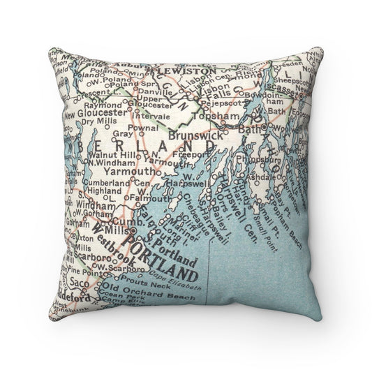 Casco Bay Maine vintage map pillow