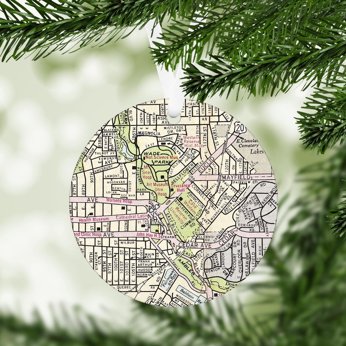 Case Western Reserve University Vintage Map Ornament