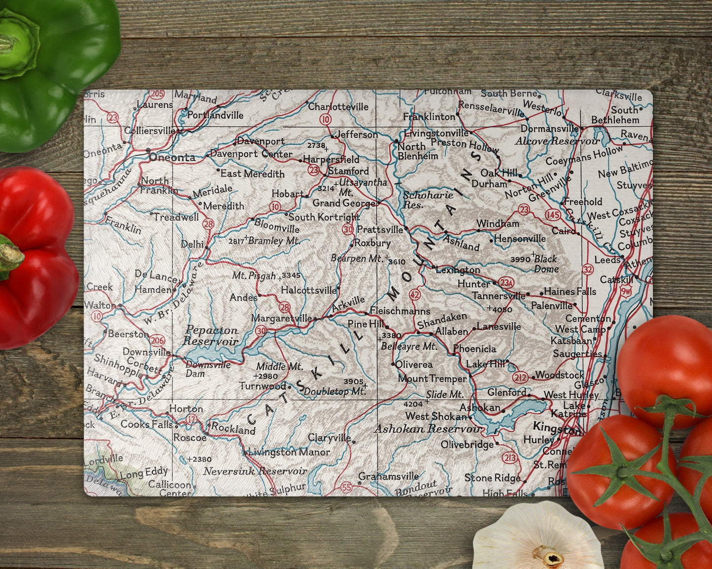 Catskill Mountains New York Map Cutting Board | Travel Gift | Kitchen Decor
