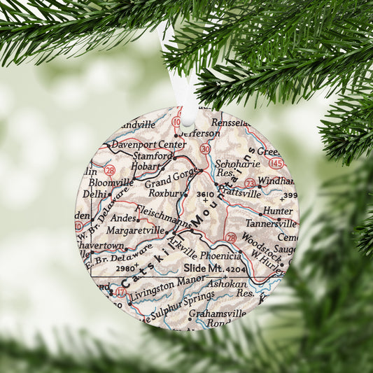 Catskill Mountains Vintage Map Ornament