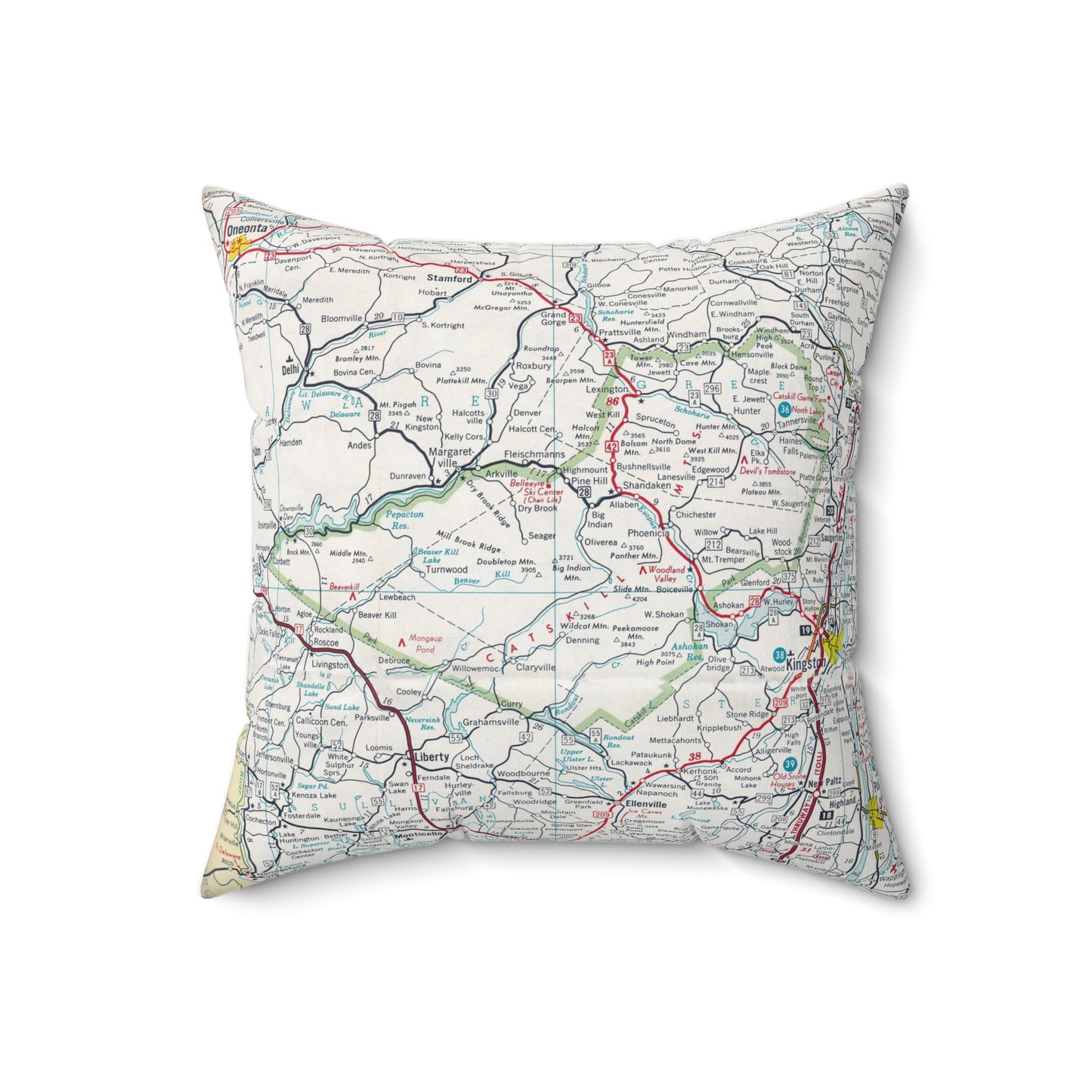 Catskill Mountains vintage map pillow