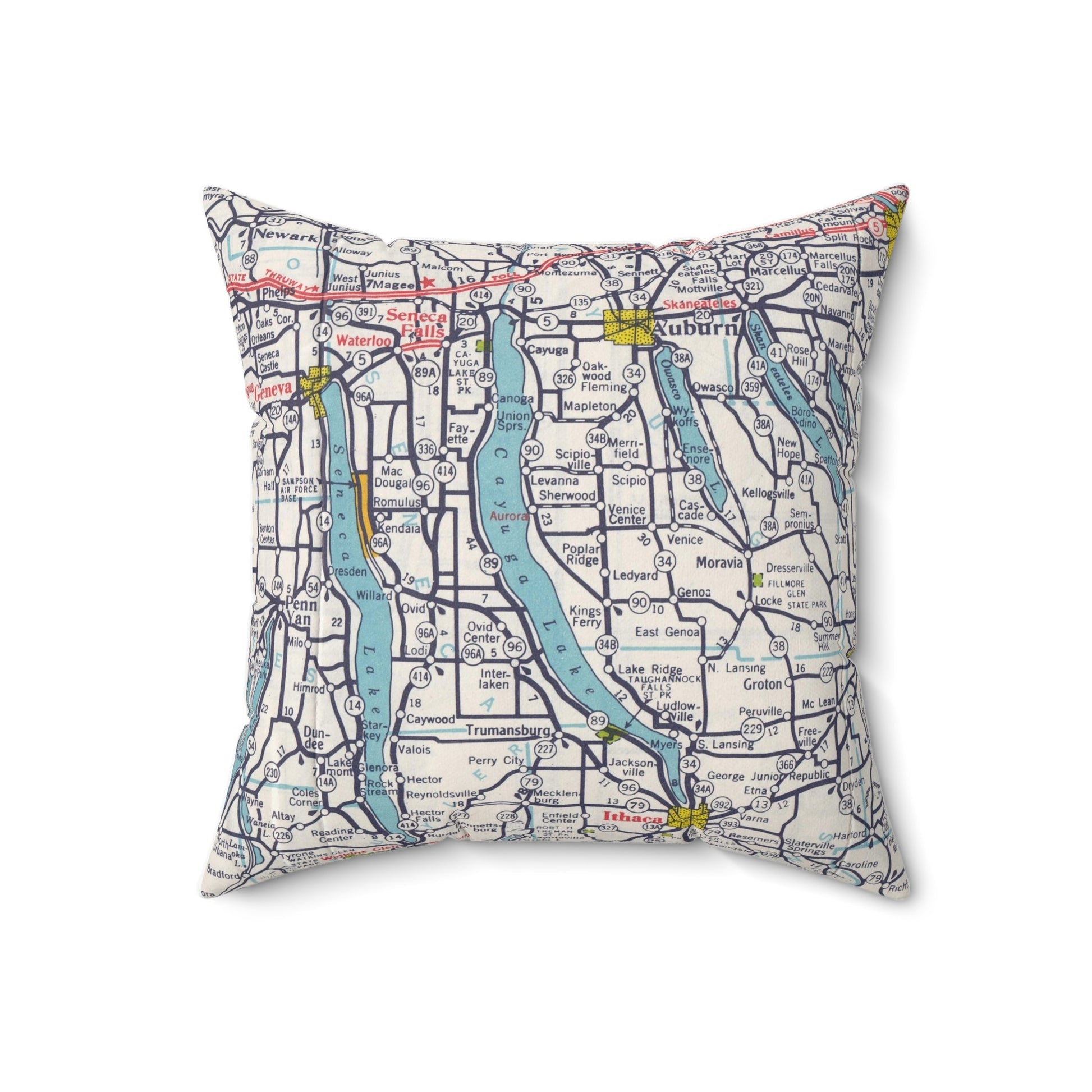 Cayuaga Lake New York vintage map pillow
