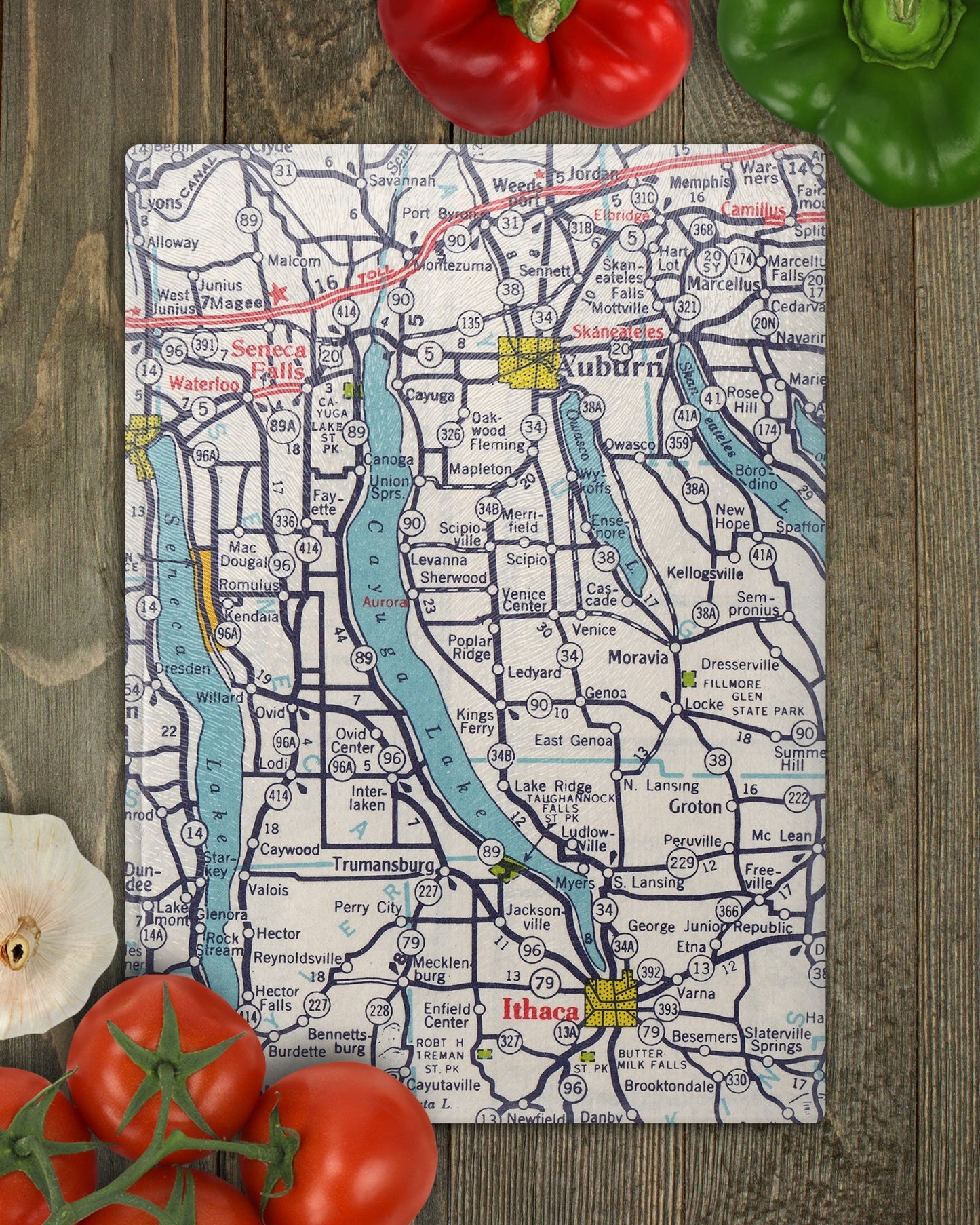 Cayuga Lake New York Map Cutting Board | Travel Gift | Kitchen Decor