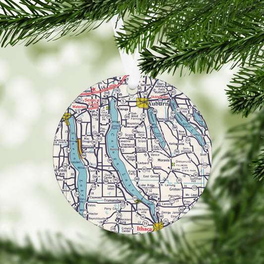 Cayuga Lake New York Vintage Map Ornament