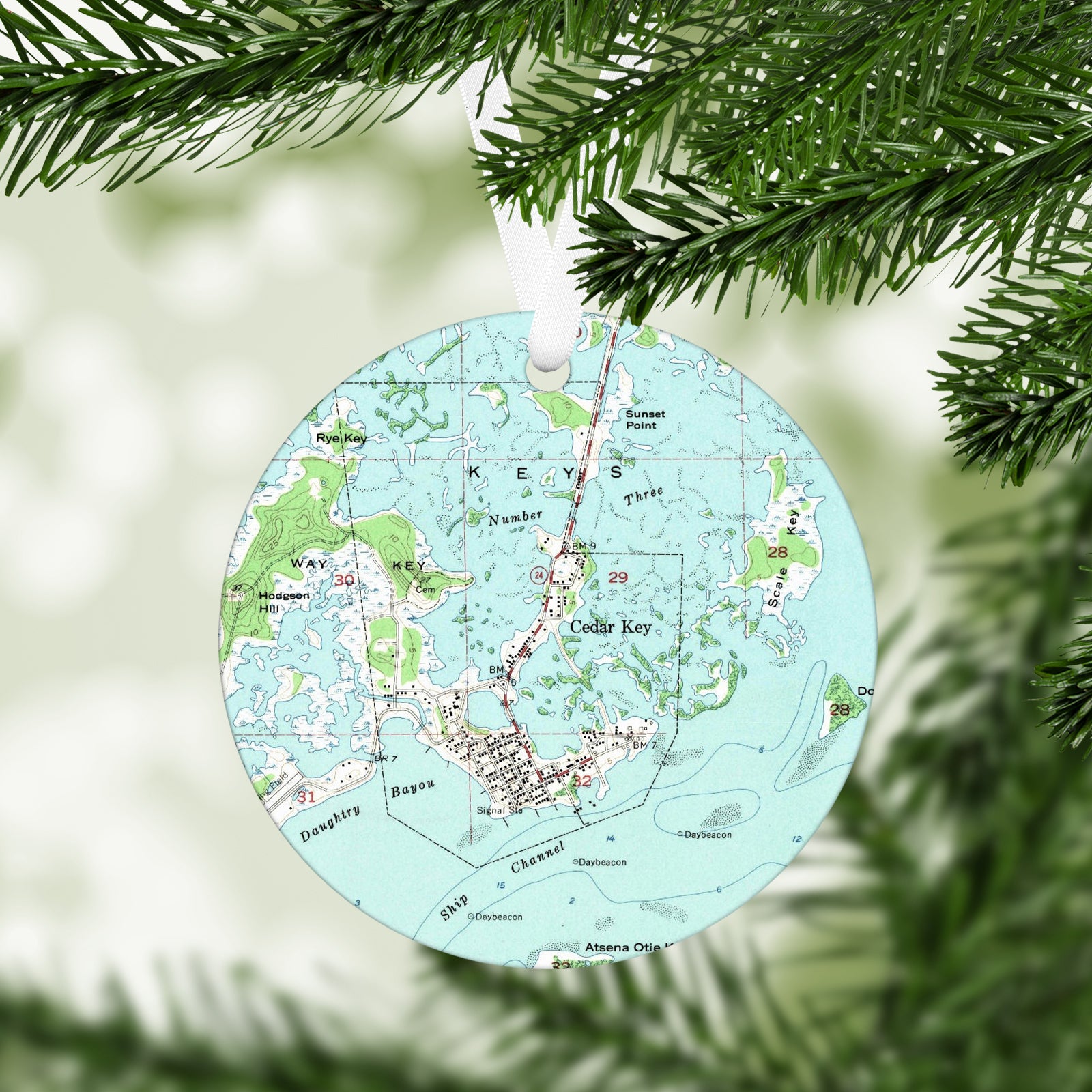 Cedar Key Florida Vintage Map Ornament