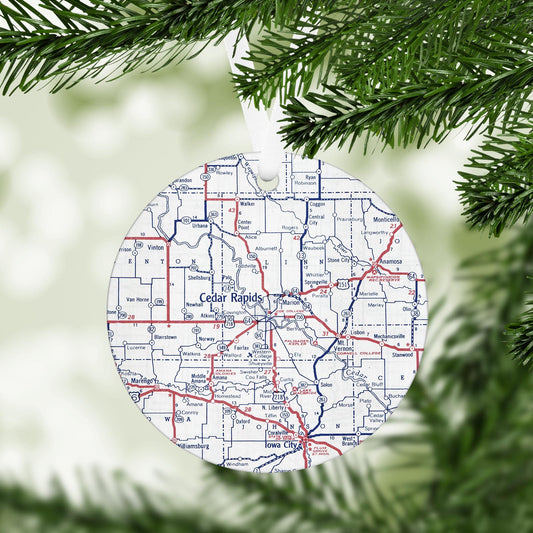 Cedar Rapids Iowa Vintage Map Ornament