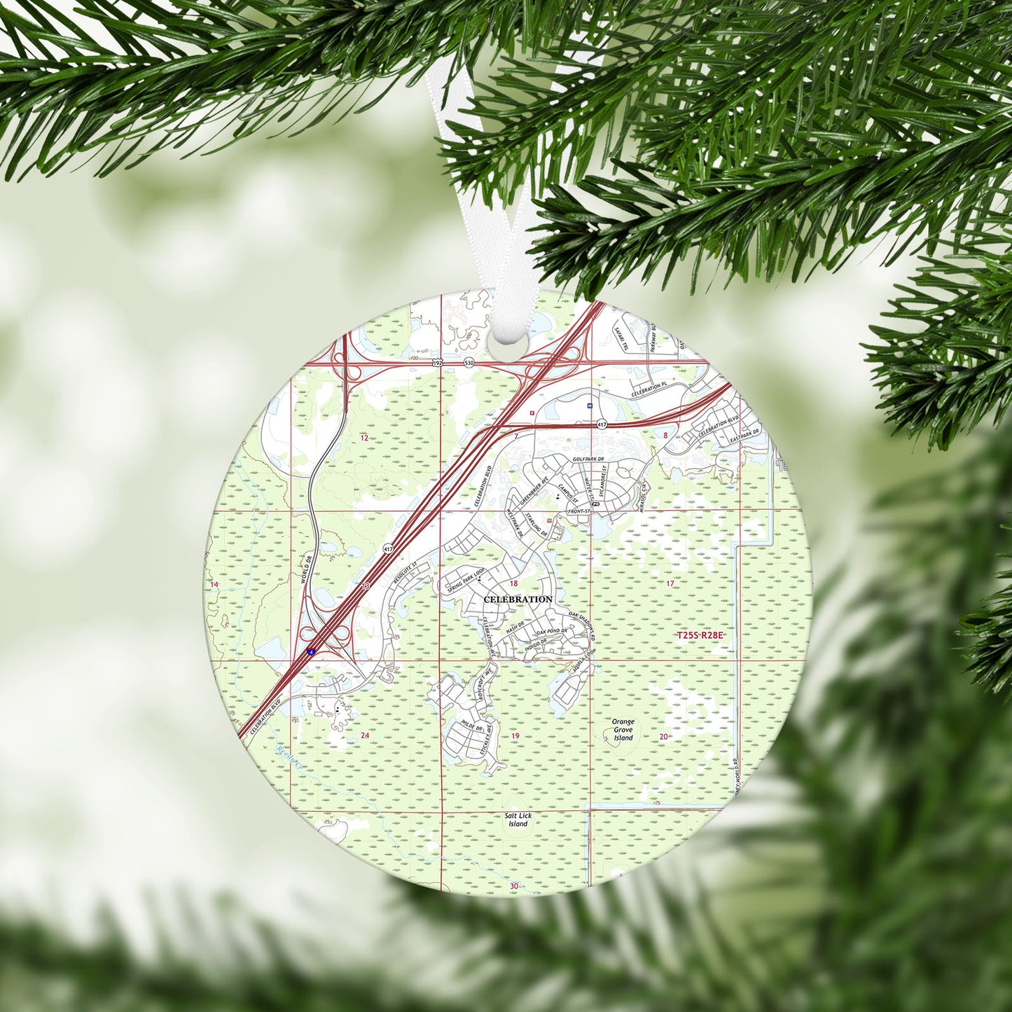Celebration Florida Vintage Map Ornament