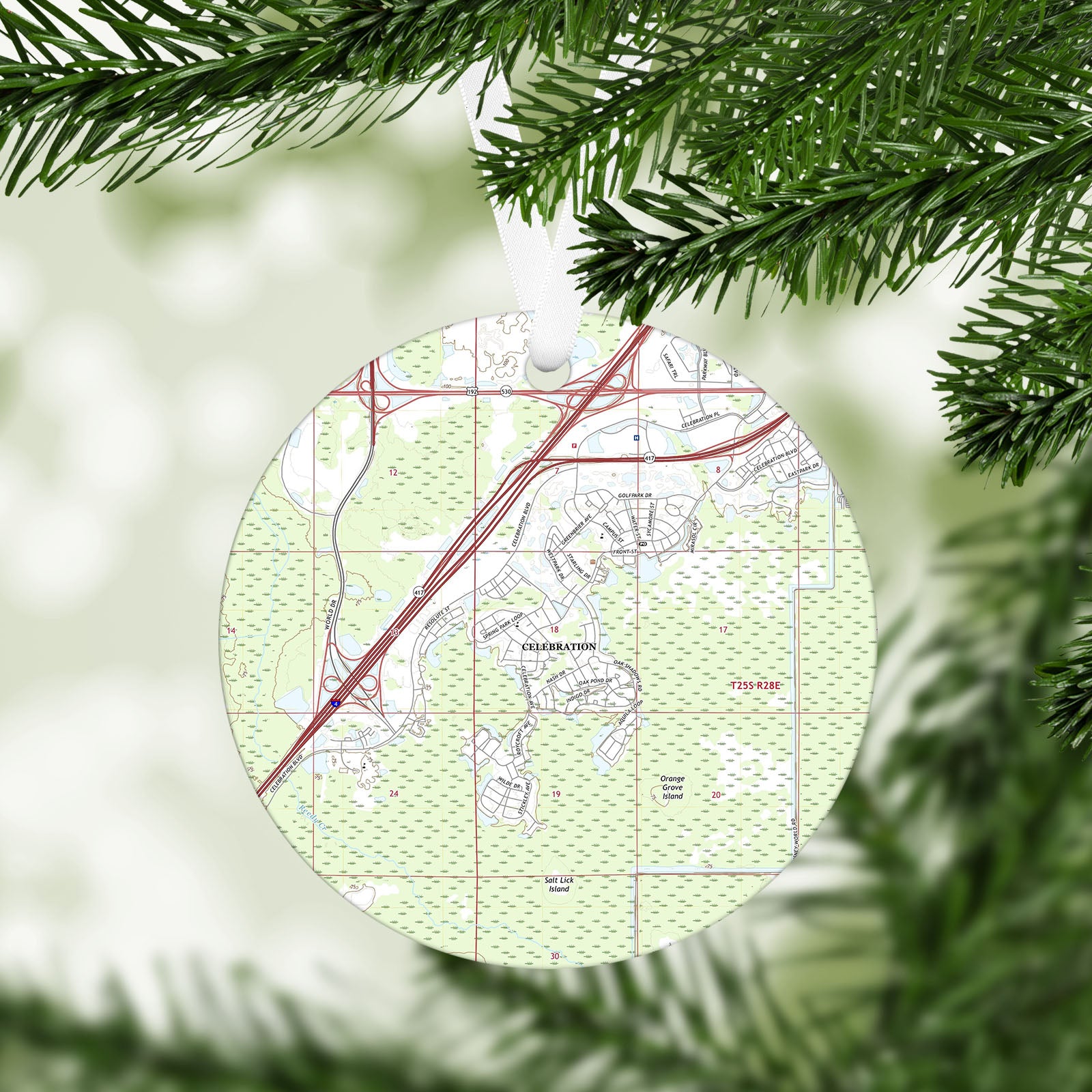 Celebration Florida Vintage Map Ornament