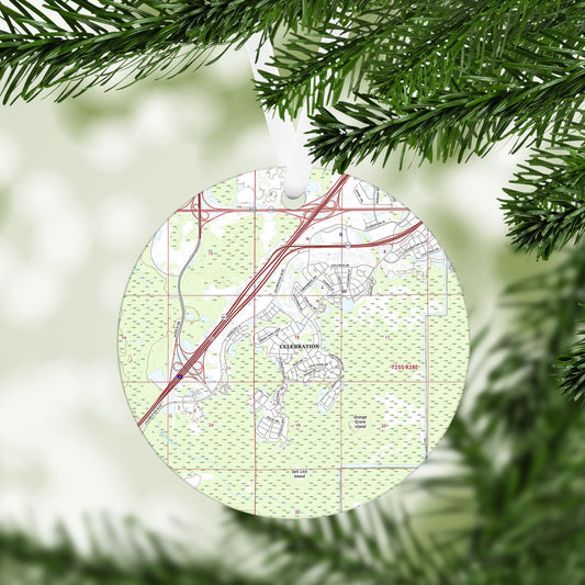 Celebration Florida Vintage Map Ornament