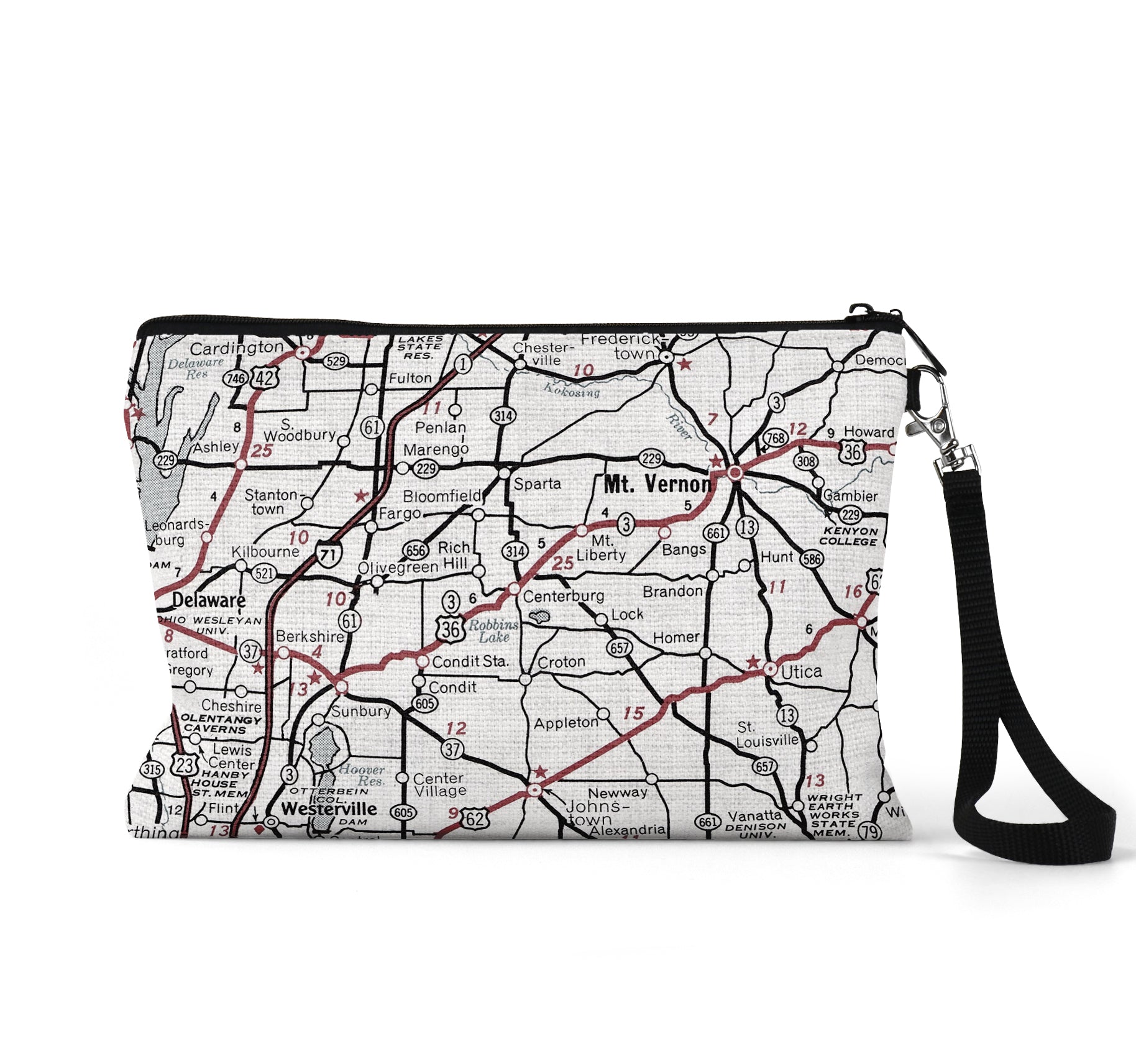 Centerburg Ohio map wristlet travel pouch