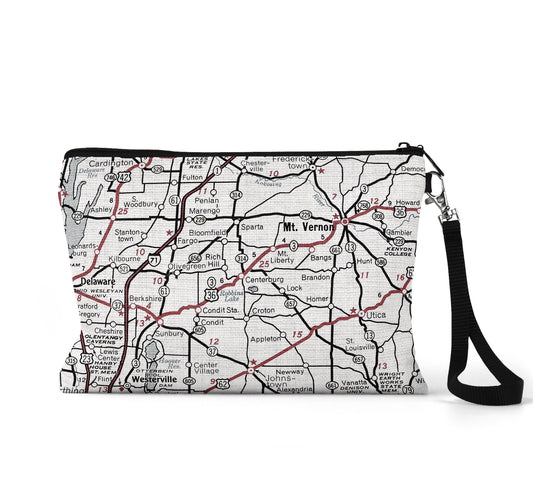 Centerburg Ohio map wristlet travel pouch