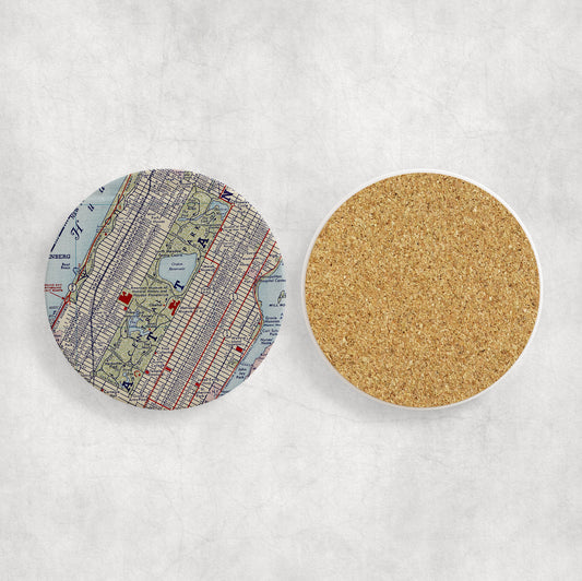 Central Park New York Map Coasters | Set of 4 Vintage Central Park New York Drink Coasters | Travel-Inspired Home Decor