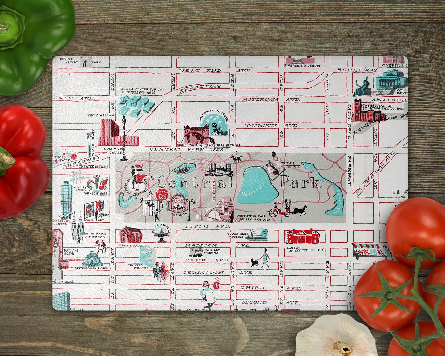 Central Park New York Map Cutting Board | Travel Gift | Kitchen Decor