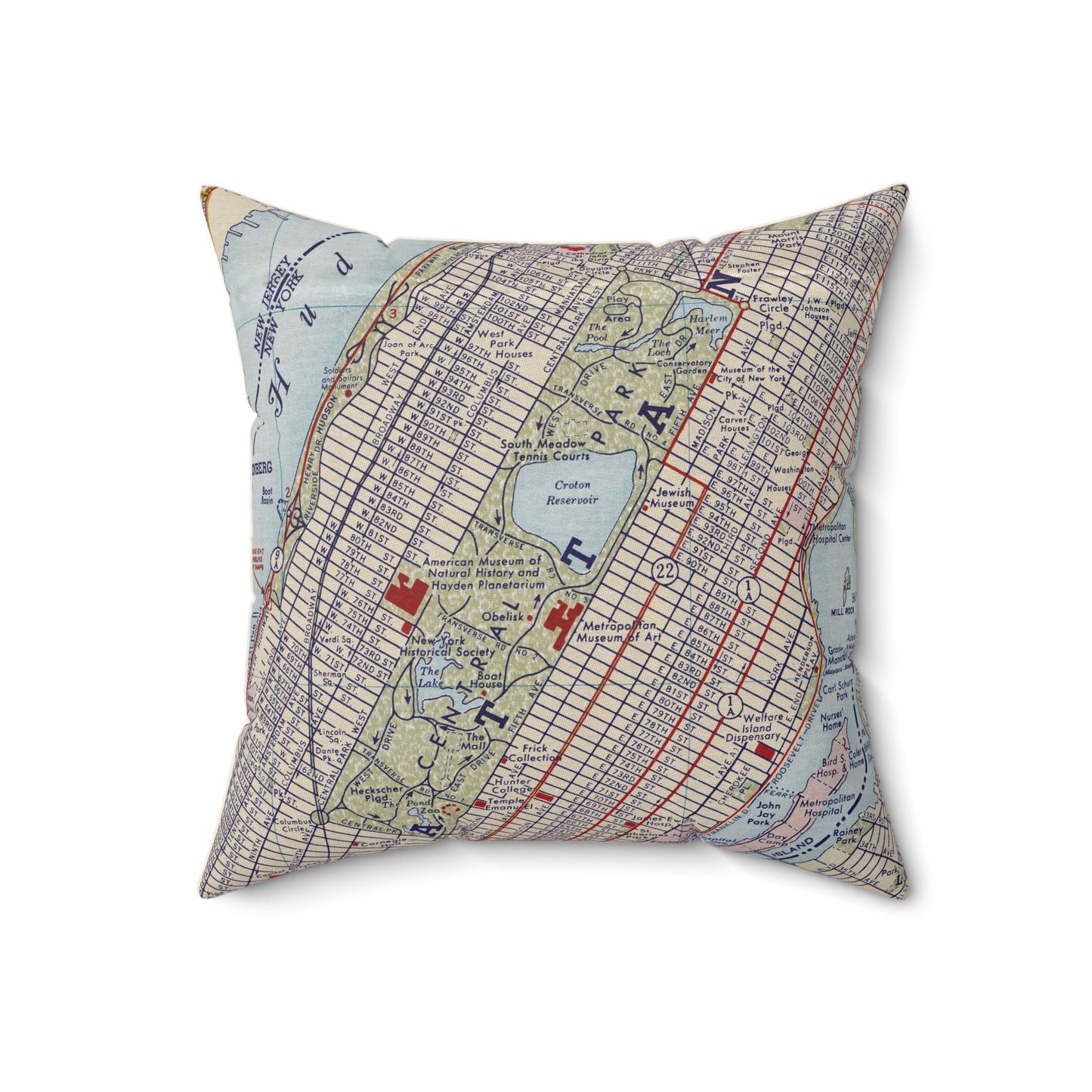 Central Park New York vintage map pillow