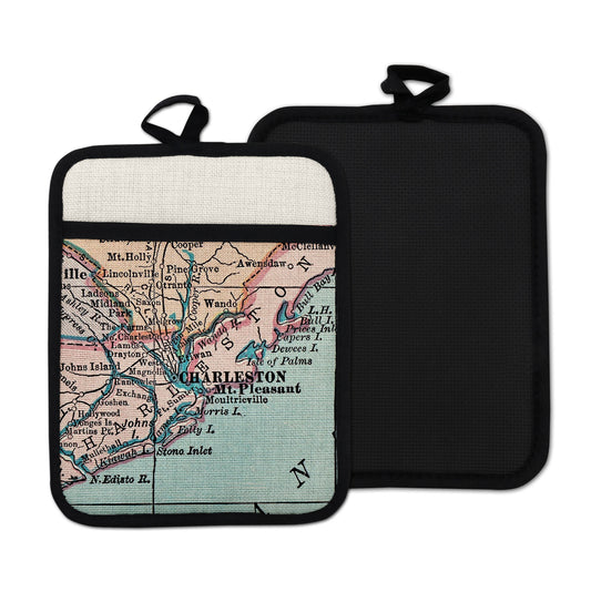 Charleston South Carolina Vintage Map Hot Pad | Historic Charleston Kitchen Decor