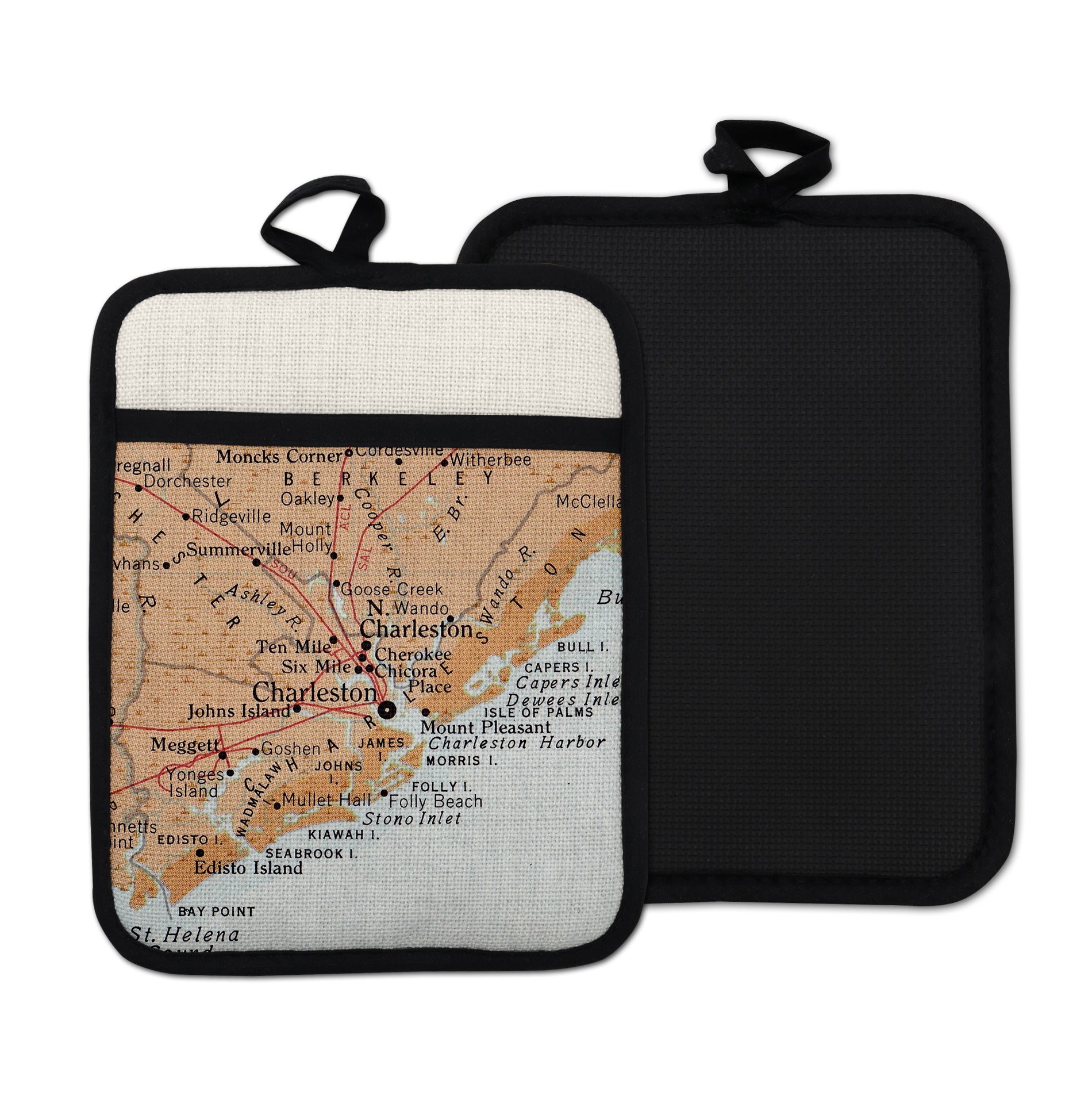 Charleston South Carolina vintage map hot pad kitchen decor