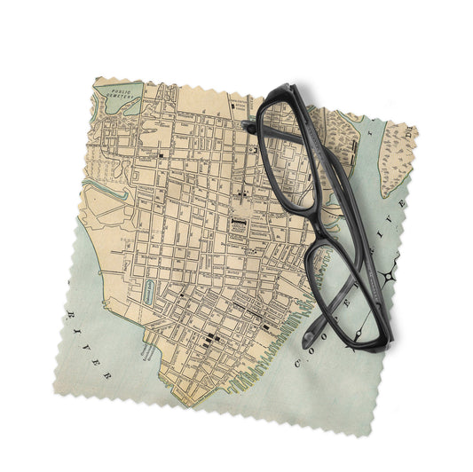 Charleston South Carolina Map Lens Cloth | Lowcountry Microfiber Glasses Cleaner | Travel Gift