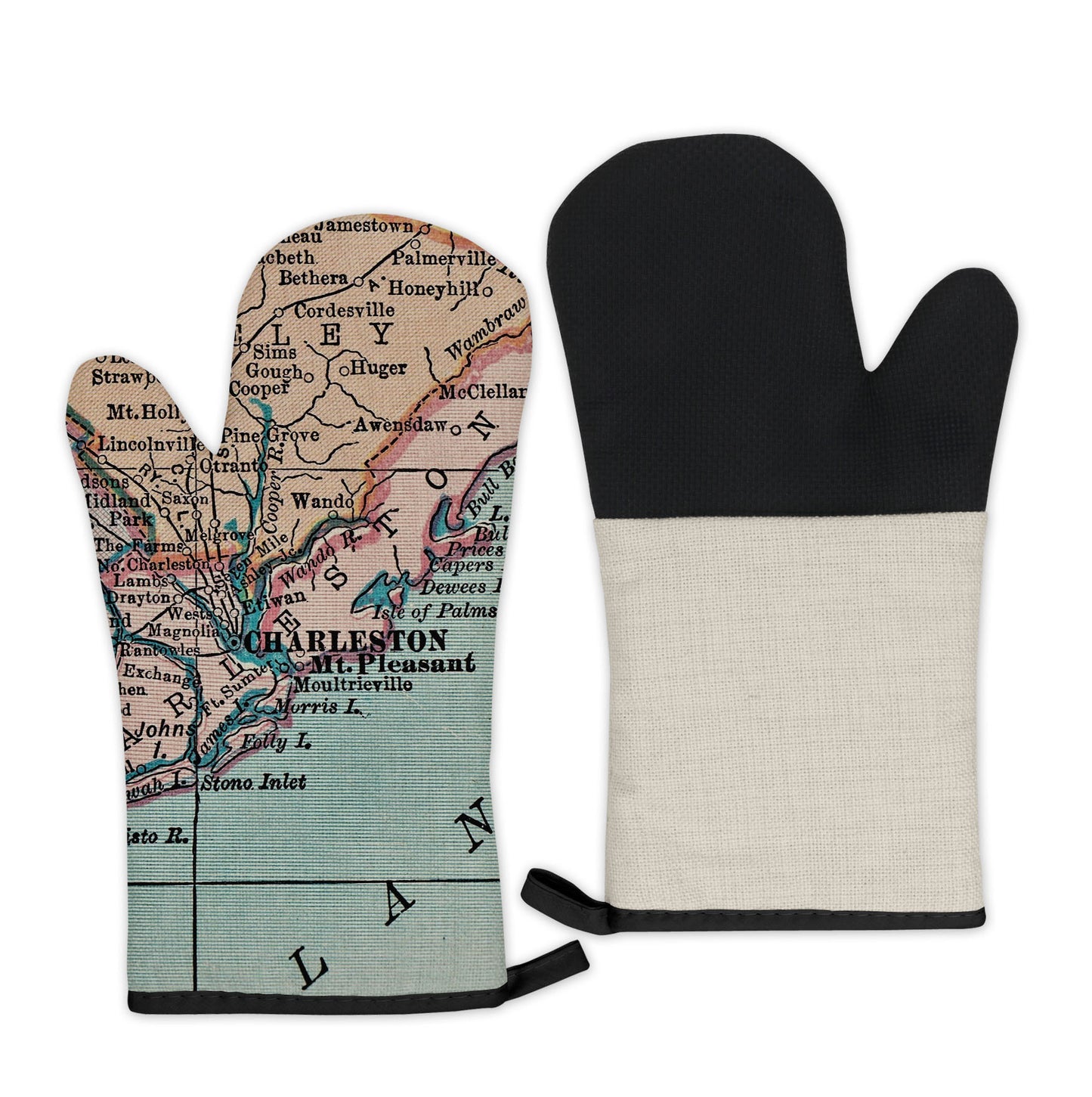 Charleston South Carolina Vintage Map Oven Mitt | Lowcountry Kitchen Gift